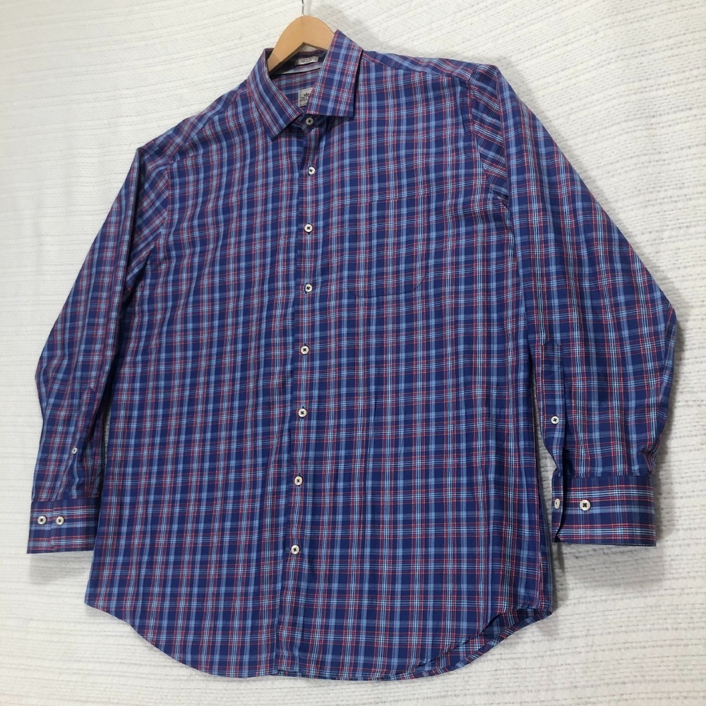 Peter Millar Plaid Button Down Shirt Tailored Fit Long Sleeve Extra‎ Large